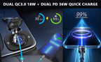 VoltMax Pro 76W 4-Port USB Car Charger with LED Voltmeter & Dual PD