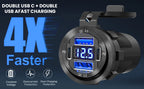 VoltMax Pro 76W 4-Port USB Car Charger with LED Voltmeter & Dual PD