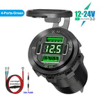 VoltMax Pro 76W 4-Port USB Car Charger with LED Voltmeter & Dual PD