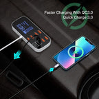Vexrix 8-Port USB Car Charger Hub PD QC3.0 with LED for iPhone 15/14