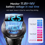 VoltMax Pro 76W 4-Port USB Car Charger with LED Voltmeter & Dual PD