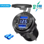 VoltMax Pro 76W 4-Port USB Car Charger with LED Voltmeter & Dual PD