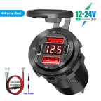 VoltMax Pro 76W 4-Port USB Car Charger with LED Voltmeter & Dual PD