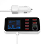 Vexrix 8-Port USB Car Charger Hub PD QC3.0 with LED for iPhone 15/14