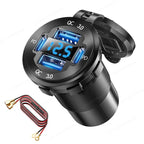 VoltMax Pro 76W 4-Port USB Car Charger with LED Voltmeter & Dual PD