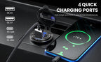 VoltMax Pro 76W 4-Port USB Car Charger with LED Voltmeter & Dual PD