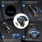 VoltMax Pro 76W 4-Port USB Car Charger with LED Voltmeter & Dual PD